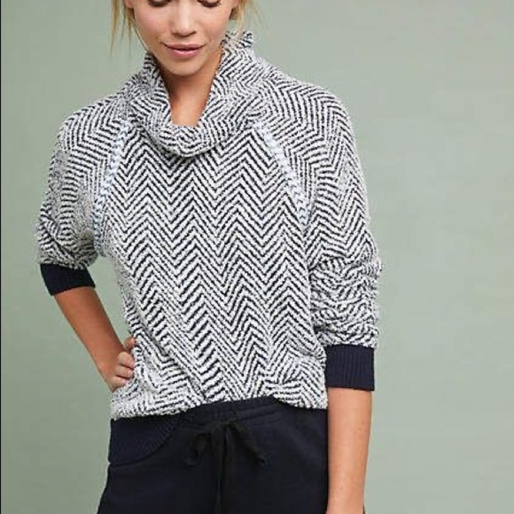 Saturday Sunday textured chevron cowl neck sweater